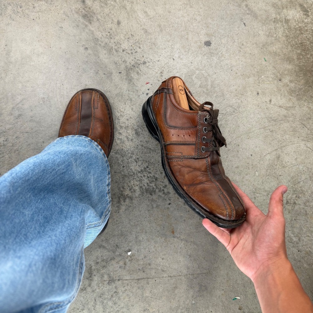 Vintage Contrast GH Bass and Co Mens Brown Leather Chunky Oxford Loafers 10M
